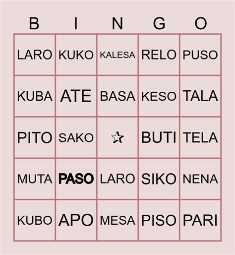 tagalog bingo terms for numbers